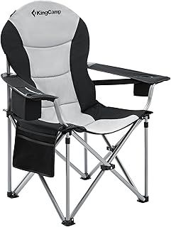 KingCamp XL Heavy Duty Camping Chair for Large People with Lumbar Back Support 350 LBS High Back Camping Chairs for Adults with Cooler Bag and Armrest for Outdoor Garden Picnic