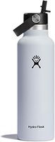 Hydro Flask - Water Bottle 621 ml (21 oz) - Vacuum Insulated Stainless Steel Water Bottle with Flex Straw Cap - Standard Mouth - White