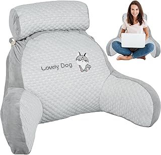 Reading Pillow for Bed Lovely 2 In 1,Back Support Cushion with Arms Detachable Backrest Support Pillow Cuddle Cushion for Bed,Back Gaming Pillow Reading Back Support Pillow (Ice Bean(L), Husky)