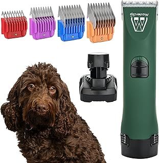 MASTERCLIP Cordless Dog Clippers for Cockapoos Labradoodles Poodles & Cavapoos, Dog Grooming Kit, Pet Shaver Trimmer for Dogs with 2 Batteries, 10 Blade & 3mm, 6mm, 10mm, 13mm Comb Guides.