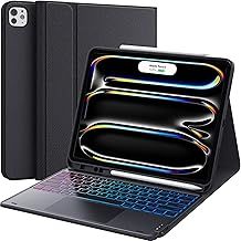 CHESONA iPad Pro 13 inch Case with Keyboard (M4,2024), 3-Zone 7-Colors Backlits, Smart Trackpad, 2 Devices Connection, 3 Adjustable Angles, Magnetic Detachable Keyboard for iPad Pro 13 2024, Black