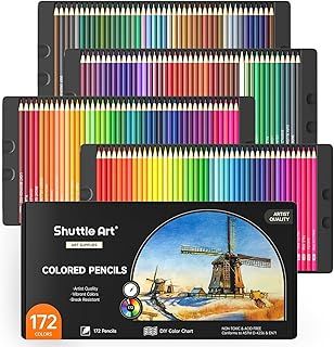 Shuttle Art 172 Colouring Pencils, Soft Core Coloured Pencils Set for Adult Colouring Books Artist Drawing Sketching Crafting, Colouring Pencil for Adults Pack, Drawing Supplies for Artists