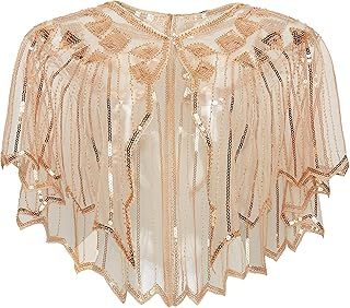 BABEYOND Sequin Beaded Art Deco Evening Cape Women's 1920s Shawl Wedding Party Shawl Scarf