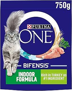 Purina ONE Indoor Cat Adult Dry Cat Food Rich in Turkey 750g, Pack of 4