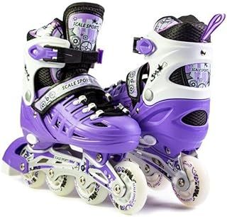 Adjustuble Roller Skates with light up wheels for children and adults - Kids Inline Roller boots with storage bag for toddler, Roller blades for girls, boys, professional and beginner.
