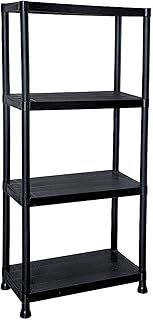 4 Tier Black Plastic Heavy Duty Shelving Racking Storage Unit