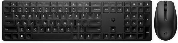HP 650 Programmable Wireless Keyboard & Mouse Set, 20+ customisable keys and mouse sensitivity, 20+ months battery, multi-surface use, 60% recycled materials. 4 batteries and nano dongle, BLACK