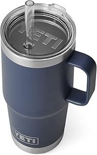 YETI Rambler Straw Mug, Stainless Steel Vacuum Insulated Mug with Stronghold Lid, Navy, 25 oz (739 ml)