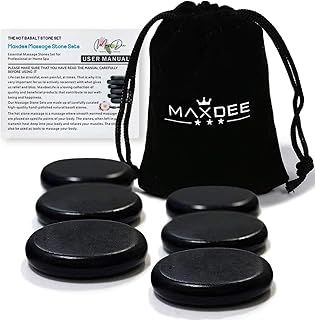 Massage Stones - Maxdee Essential Hot Stones for Massage, 6 Medium Hot Stones Massage Kit Hot Rocks Massage Stones for Professional or Home Spa, Foot Heater, Relaxing, Healing, Pain Relief, 2.4"