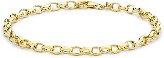 Women's 9 ct Yellow Gold Hollow 4 mm Oval Belcher Chain Bracelet
