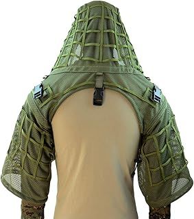 ROCOTACTICAL Super Breathable Ghillie Suit Foundation, Full Mesh Nylon Sniper Ghillie Base Lightweight Military Ghillie Viper Hood, Army Green