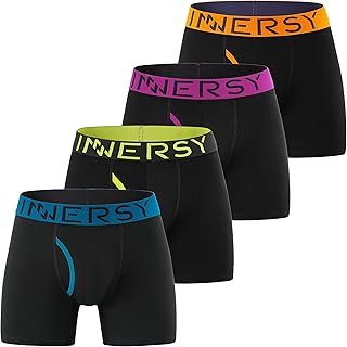 INNERSY Mens Boxers Shorts Multipack Cotton Underpants with Fly Anti Chafing Underwear Trunks Pack of 4