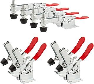 8 Pack 201B Toggle Clamp, 220Lbs Holding Capacity Hand Tool Toggle Clamp, Horizontal Heavy Duty Quick-Release Clamp for Jointer Jig, Smoker Lid, Door and Box Case, Adjustable Clamps Latch