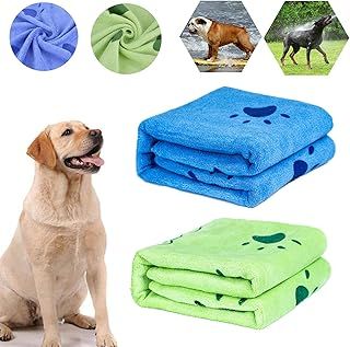 Dog Towels Pet Towels 2 PCS Microfiber Pet Bath Towels Quick Drying Dog Towels for Cat Dog Absorbent Pet Bath Towels Bathrobe Towel Pet Blanket Beach Towel for Dog Cats