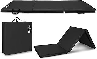 6' Folding Tri-fold Gymnastics Gym Exercise Aerobics Mat, 6’x 2’x 2” PU Leather Tumbling Mats for Stretching Yoga Cheerleading Martial Arts