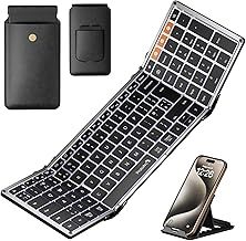 ProtoArc XK01 Plus Foldable Bluetooth Keyboard, Backlit Folding Portable Keyboard for Travel, Full Size Wireless Keyboard with Backlight for Android Windows iOS Tablet Laptop PC Smartphone