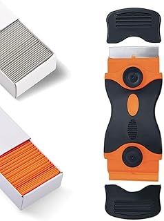 Multi-Surface Scraper Tool, Glass Scraper,Double Edged Non Scratch Cleaning Tool with 10 Steel and 10 Plastic Blades for Hob, Paint, Window, Stoves,Removes Stickers, Dirt, Tough Stains, Burned on Food