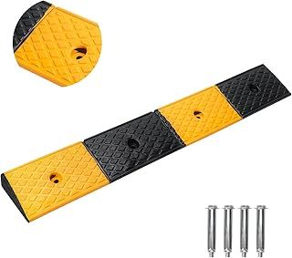 bimiti 2" Rubber Car Kerb Ramp, 100x15x5cm Extra Long Curb Ramp with 4 Bolts, Non-slip Door Step Ramp, 5cm Height Heavy Duty Threshold Ramp for Garage Sidewalk Wheelchair Bike Motorcycle Truck