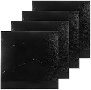 40Pcs Vinyl Floor Tiles Self Adhesive, Peel and Stick Black Marble Effect Vinyl Floor Tiles, Waterproof Vinyl Flooring Stick On for Bathroom Kitchen Living Room, 30x 30cm