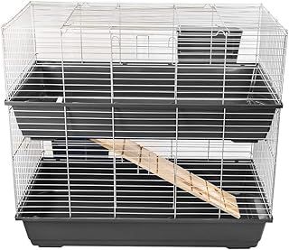 Double Level 100cm Indoor Cage Pet Animal Rabbit Guinea Pig Hutch - Dark Grey