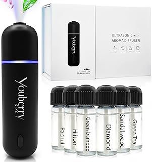 Car diffuser with 6 aroma oils, Smart Car air freshener, Car Gifts, Car accessories for men, Car fresheners, Car air fresheners for men and car air fresheners for women (6oils/only)