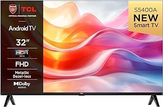 TCL 32S5400AFK 32-inch Television, HDR, FHD, Smart TV Powered by Android TV, Bezeless design (Kids Mode, Dolby Audio, compatible with Google assistant)