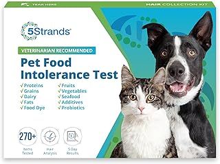 5Strands Pet Food Intolerance Test, at Home Sensitivity Test for Dogs & Cats, 270 Items, Hair Analysis, Accurate for All Ages and Breed, Results in 7 Days - Protein, Grain, Fruit, Preservatives