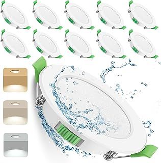 LED Downlights Ultra Slim 7W LED Recessed Ceiling Lights Dimmable 10 Pack, Warm White 3000K Neutral White 4000K Cool White 6500K Adjustable, IP44 Round Spotlights for Kitchen Living Room Bathroom