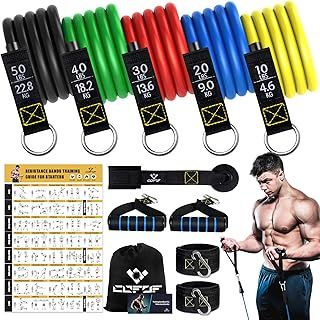 COFOF Resistance Bands Set with Handles, Exercise Bands Stackable up to 150lbs, Gym Bands with Workout Poster & Door Anchor & Ankle Straps for Fitness, Strength, Yoga, Home Gym Equipment for Men Women