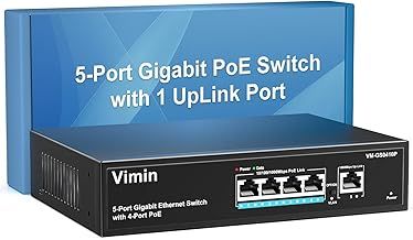 4 Port Gigabit PoE Switch with 1 Uplink Gigabit Ports, 5 Port Unmanaged Ethernet PoE Switch with 72W Power, Support IEEE802.3af/at, VLAN, Metal Housing, Desktop or Wall-Mount, Plug & Play