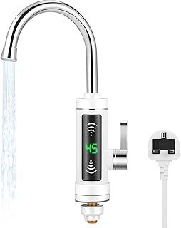 Electric Instant Heater Tap, 220V Instant Tankless Water Hot Tap, Stainless Steel Electric Hot Water Faucet, 360° Rotatable Fast Heating Tap Water Heater with LED Digital Display for Bathroom Kitchen