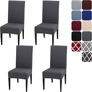 Dining Room Chair Protector Slipcovers Set of 4 or 6, Stretch Removable Washable Decoration Seat Cover for Hotel,Ceremony,Banquet,Kitchen,Restaurant,Home