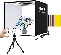 PULUZ Mini Light Box Photography, 25cm Portable Folding Mini Photo Studio Box Tent kit with 112pcs LED Lights CRI ≥97+6 Kinds Double-sided Colors Backgrounds for Small Size Products Lightbox
