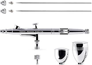 Airbrush Kit, Airbrush Gun Dual-Action Gravity 1/2 & 1/4 oz Fluid Cup, 0.35 & 0.5 mm Needle, Cost-Effective Air Brush Set Makeup Nail Art Painting Model Coloring Cake Decor Silver