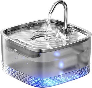 Cat Water Fountain for Drinking, Faucet-Shaped 75oz/2.2L Pet Drinking Fountain for Cats, Automatic Cat Dog Water Fountain Super Silent, Built-In Led Light, Activated Carbon Filter, Multiple Pets