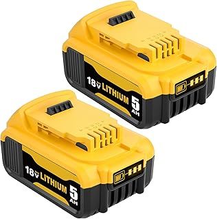 2X 5000mAh Replacement for dewalt battery 18V for dewalt battery DCB184 DCB180 DCB181 DCB182 DCB200 DCB201 DCB204 with LED Indicator
