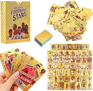 Foreverup Football Star Cards - UEFA & Premier League Football Cards 2025, 55 Pcs Golden Foil Card Limited Edition Footballs Trading Card for Gift Kids, Collector & Sports Fans (Gold)