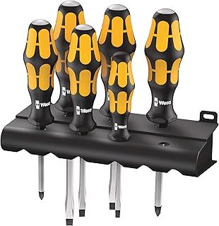 Wera 932/6 Kraftform Chiseldriver screwdriver set and rack, Phillips/Slotted, 6pc, 05018282001, Silver
