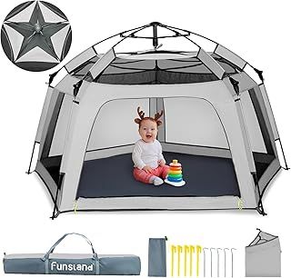 Funsland Kids Pop-up Play Tents - Playpen for Baby and Toddlers Boys Girls Tent Playhouse Indoor & Outdoor, Automatic Tent Gifts for 1 2 3 4 5 6 Years, Bule