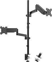 mechanical spring Dual Monitor Stand- Vertical Stack Monitor Desk Mount for Two Screens Up to 32 Inch Height Adjustable Screen Supports with Swivel, Tilt, Rotation