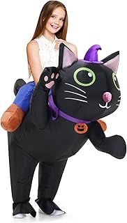 Poptrend Inflatable Cat Costume for Adult Kids, Halloween Costumes Men Women Ride on Blow up Costumes Funny Fancy Dress Party Costumes