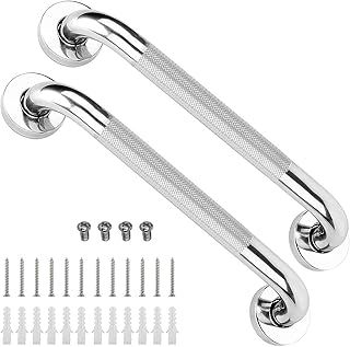 2Pcs Non-Slip Staircase Handrail, 43.5cm Stainless Steel Outdoor Handrail, Stair Handrails for Elderly Outdoor Indoor Stairs Steps, Handrail Brackets Staircases Exterior Railing Hand Rails, 17in