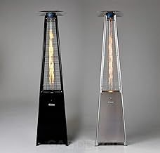 REALGLOW Real Flame Outdoor Pyramid Patio Heater in Black - 13KW Propane Gas Standing Floor Heater for Outdoors & Gardens - Outside Space Heating for Decking, Home Garden & Gazebo