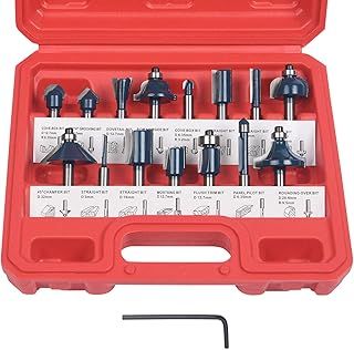 flintronic Router Bit Set, 15PCS 6.35mm 1/4 Inch Shank Tungsten Carbide Tipped Router Bit Set, Wood Milling Saw Cutter with Plastic Index Box, Woodworking Tool Kits for Home & DIY