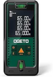 Laser Measure Device,OGETO Laser Distance Meter IP54 Portable Digital Measure Tool Range Finder with Bubble Levels and Large LCD Backlit