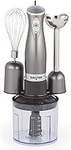 Salter Cosmos 3-in-1 Hand Blender – Whisk, Blender & Chop, Food Processor, Vegetable Chopper, Stainless Steel Blades, 500ml Chopping Bowl, Whisk & Blender Attachments, 2 Speeds, 350W, EK2827GUNMETAL