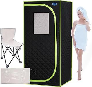 CONLONS Portable Infrared Sauna,Portable Infrared Sauna,Home Sauna Spa with Heated Feet and Portable Chair with Timed and Adjustable Temperature Settings for Reduce Stress Fatigue Indoor Sauna（Green）