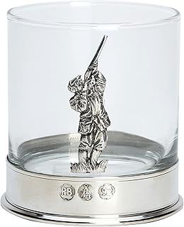 Farm Cottage Brands Pewterware Mounted 12oz Whisky Glass with a Clay/Game Shotgun Shooting Emblem. in a Presentation Box of 1 or 2 Glasses (1)