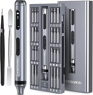 Mini Electric Screwdriver Set, 52 in 1 Cordless Rechargeable Mini Screwdriver Set with 48 Precision S2 Bits, Small Electric Precision Screwdriver for Laptop Phone Watch Repair (Grey)
