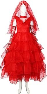 Lydia Costume Deetz Cosplay Beetle Red Bride Dress Juice Outfit Gothic Lydia Red Costume Women Halloween